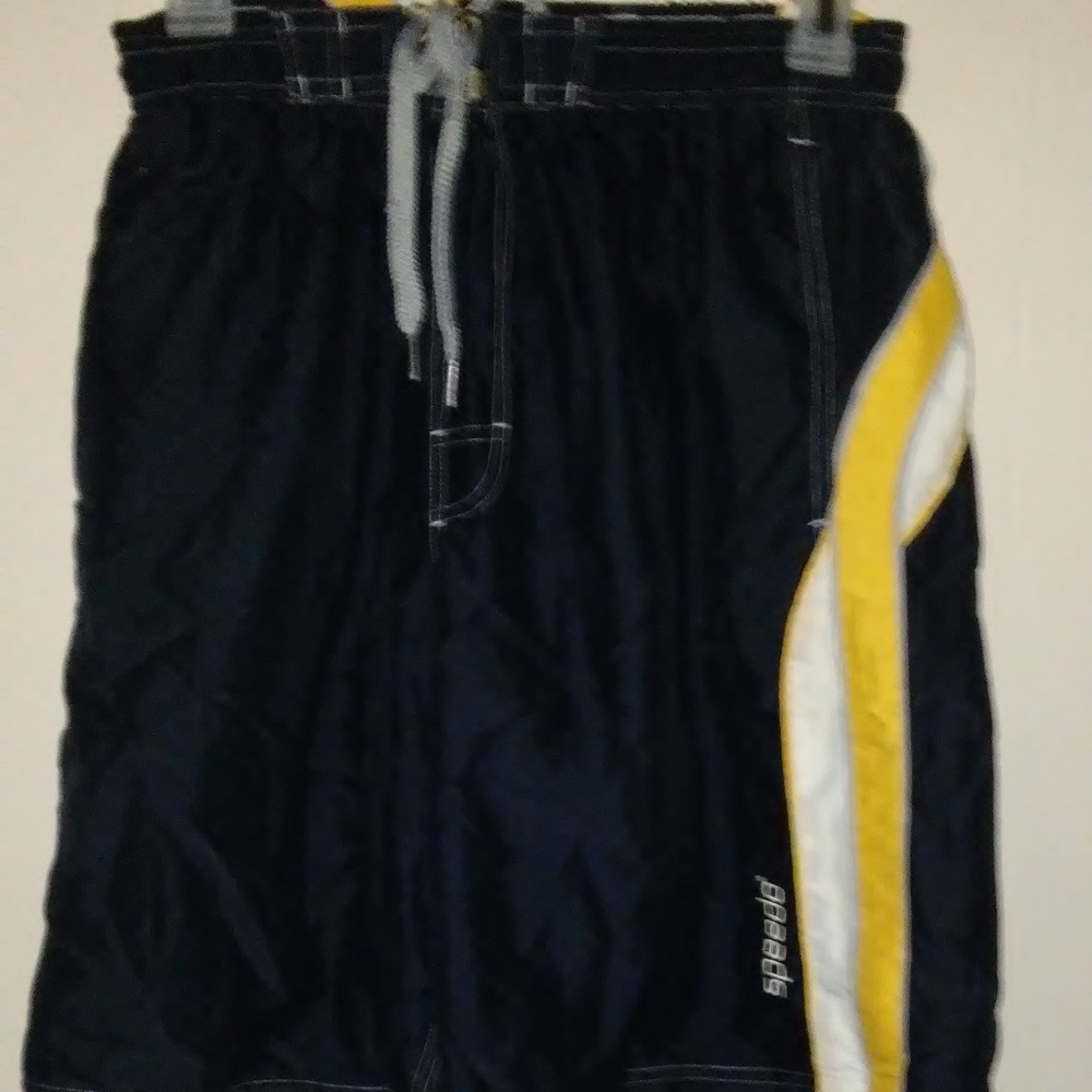 SPEEDO Swim Trunks Men's Sz M Black, Gold & White